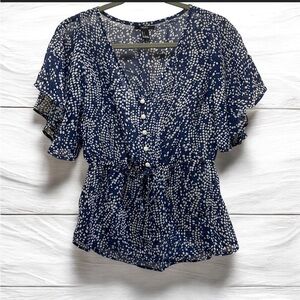 Forever 21 Navy and White Polka Dot Blouse
